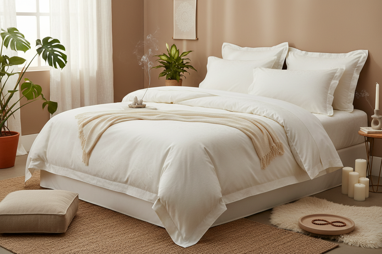 Sacred Comfort Queen Duvet Cover in Ivory White
