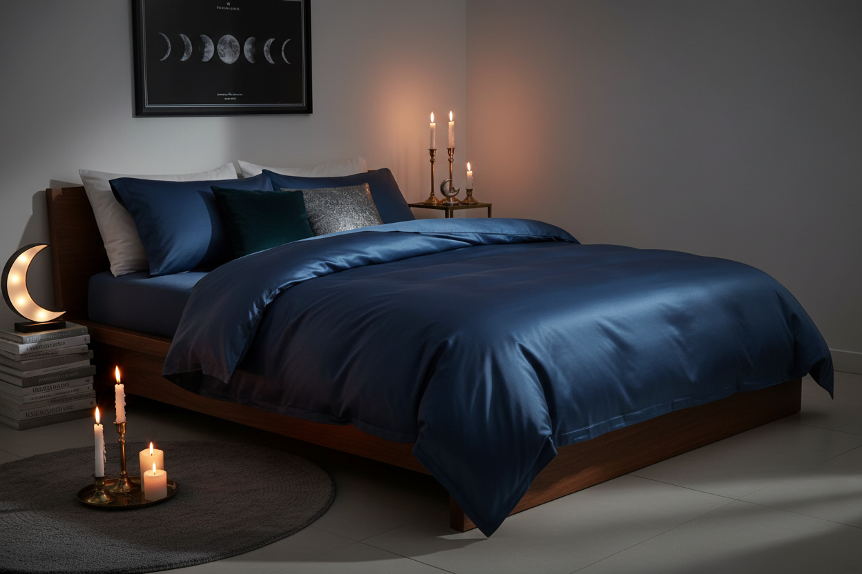 Sacred Comfort Queen Duvet Cover in Midnight Blue
