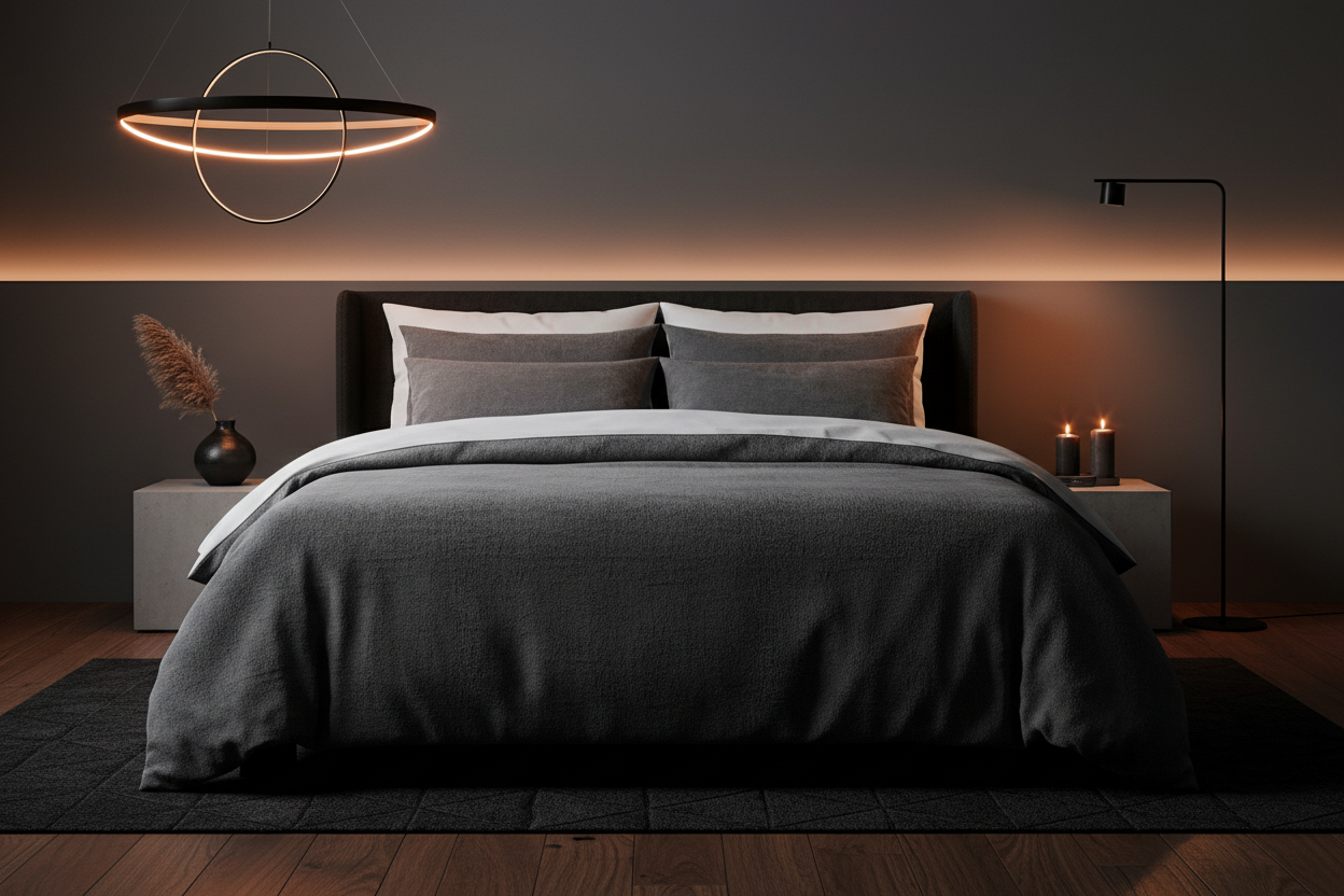 Sacred Comfort Queen Duvet Cover in Charcoal Gray