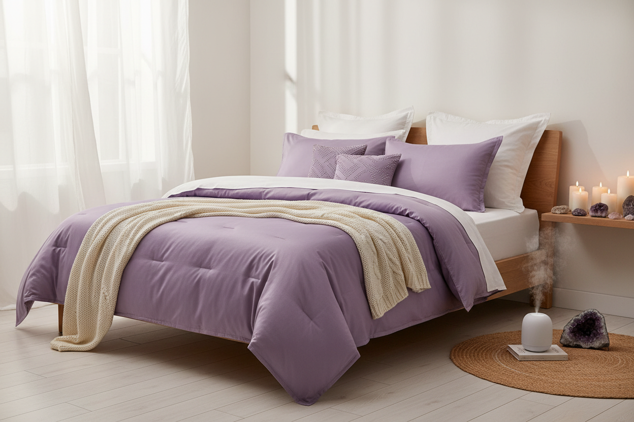 Sacred Comfort Queen Duvet Cover in Lavender